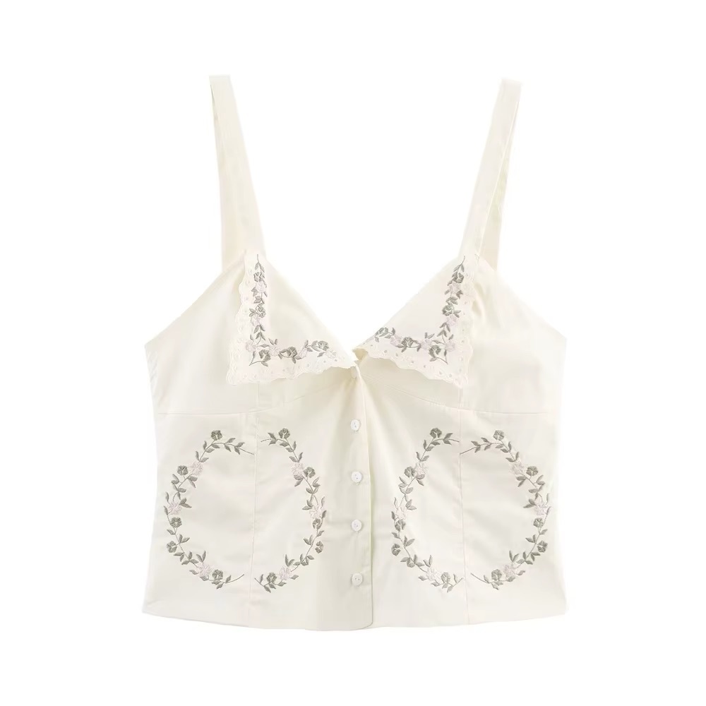 Zara Cream Floral Embroidered Crop Top